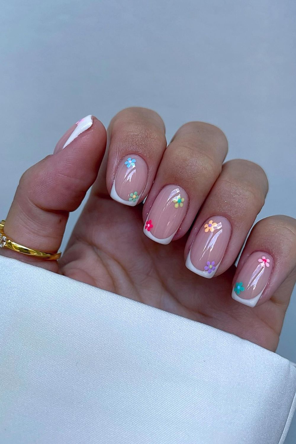 Colorful Flower French Tips