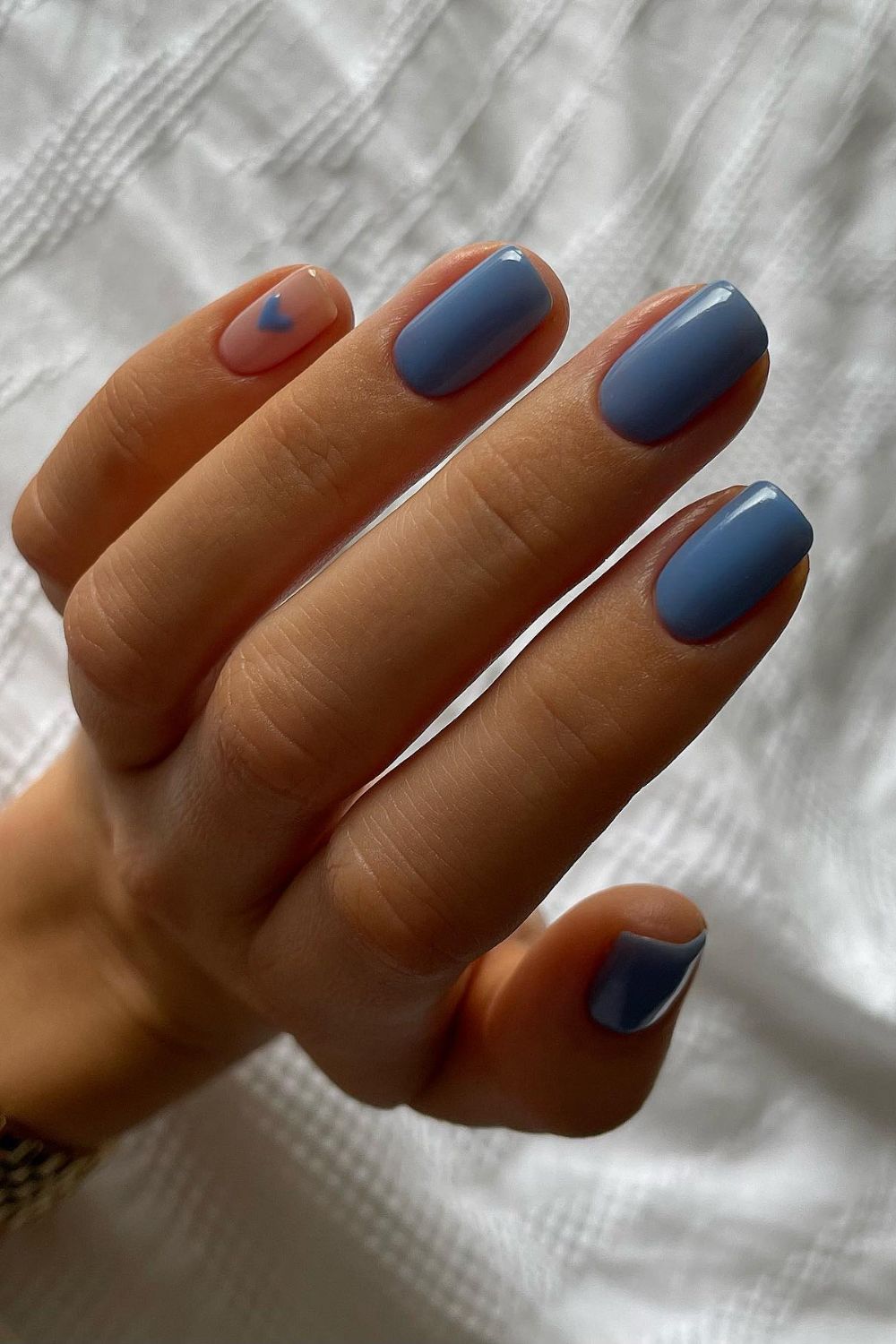 Blue Accent Nail