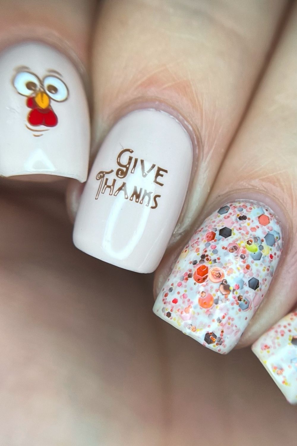 Give Thanks and Turkey Nail Art
