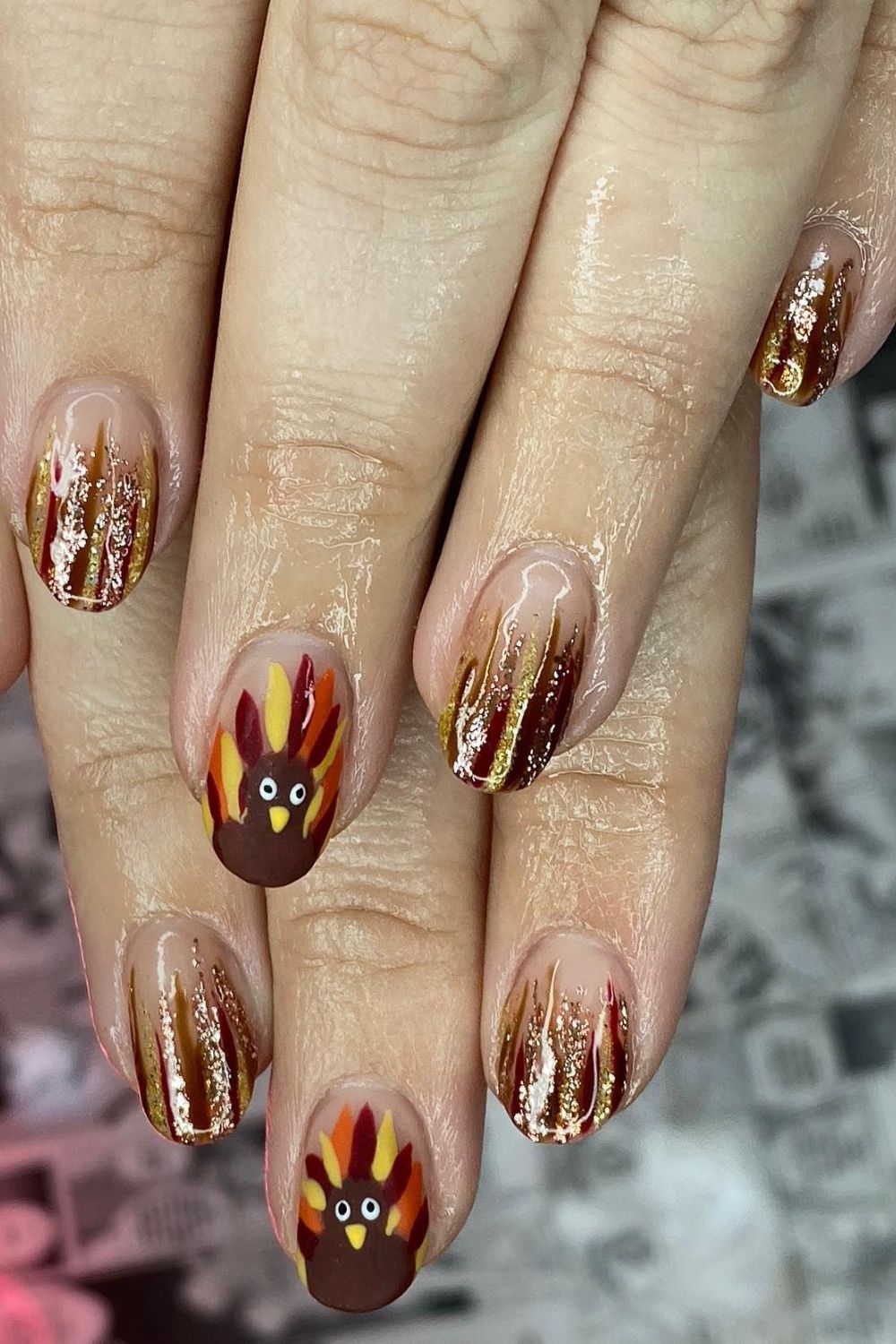 Fire Feather Turkey Nails
