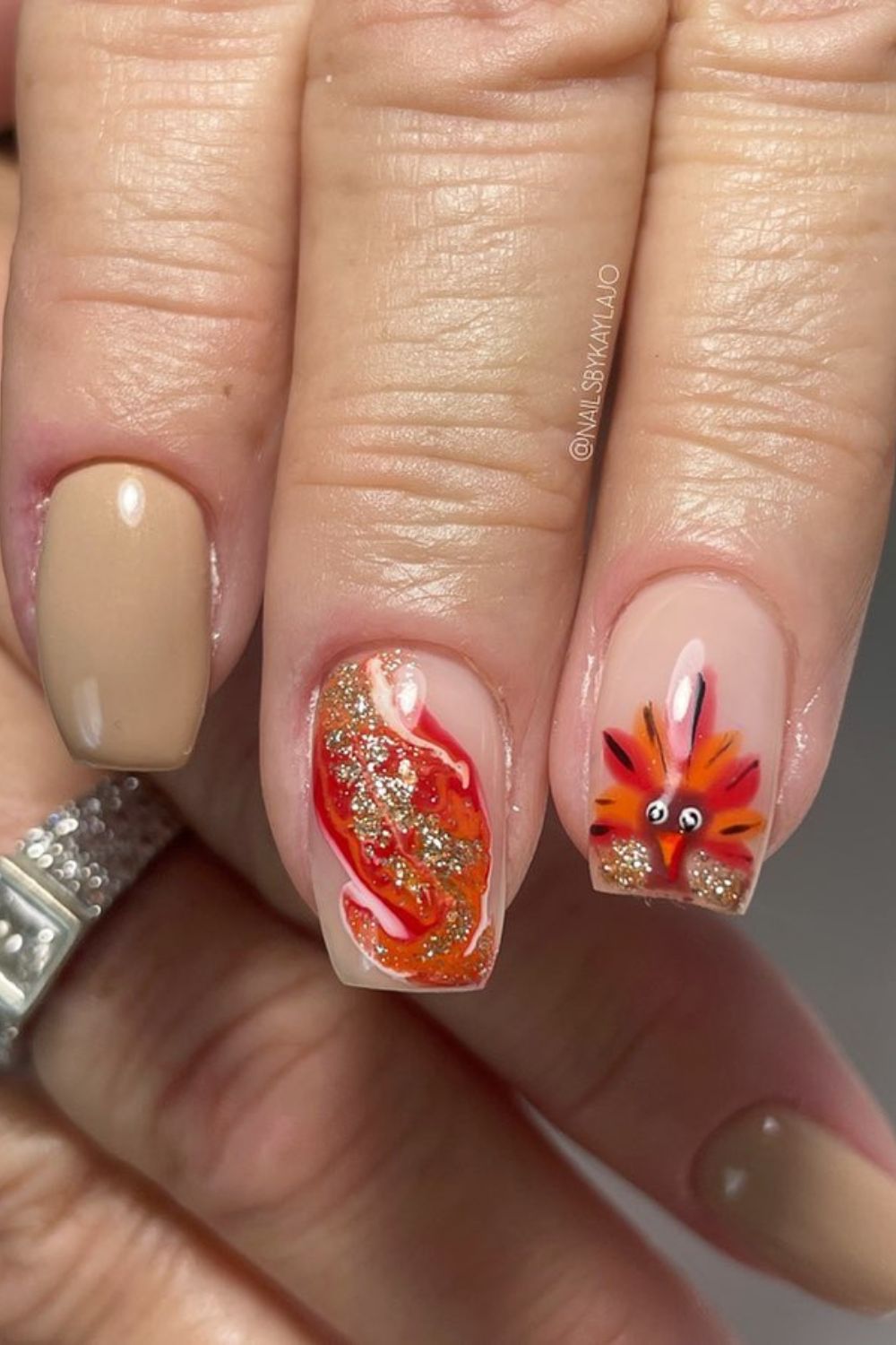 Fiery Feathered Turkey Accent