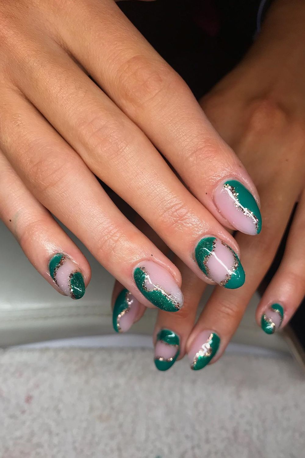 Green Waves with Gold