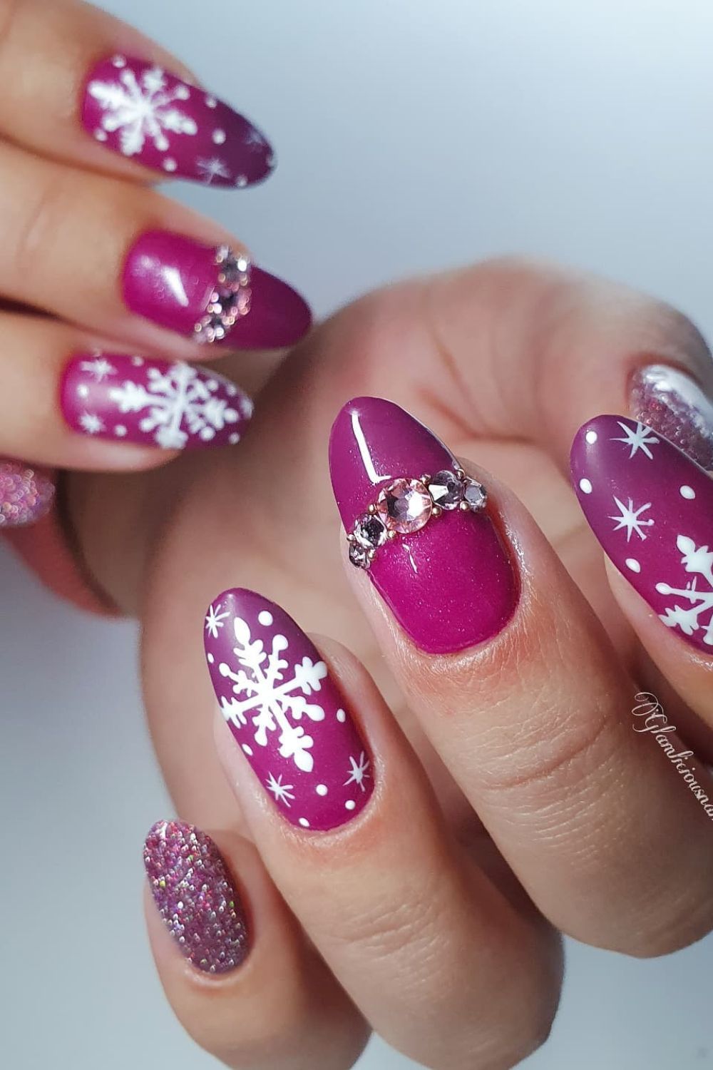 Pink and White Snowflakes