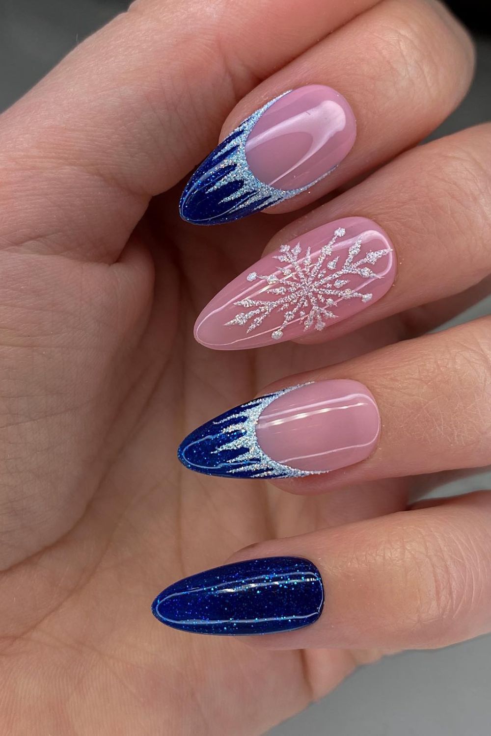 Frosted Blue French Tips