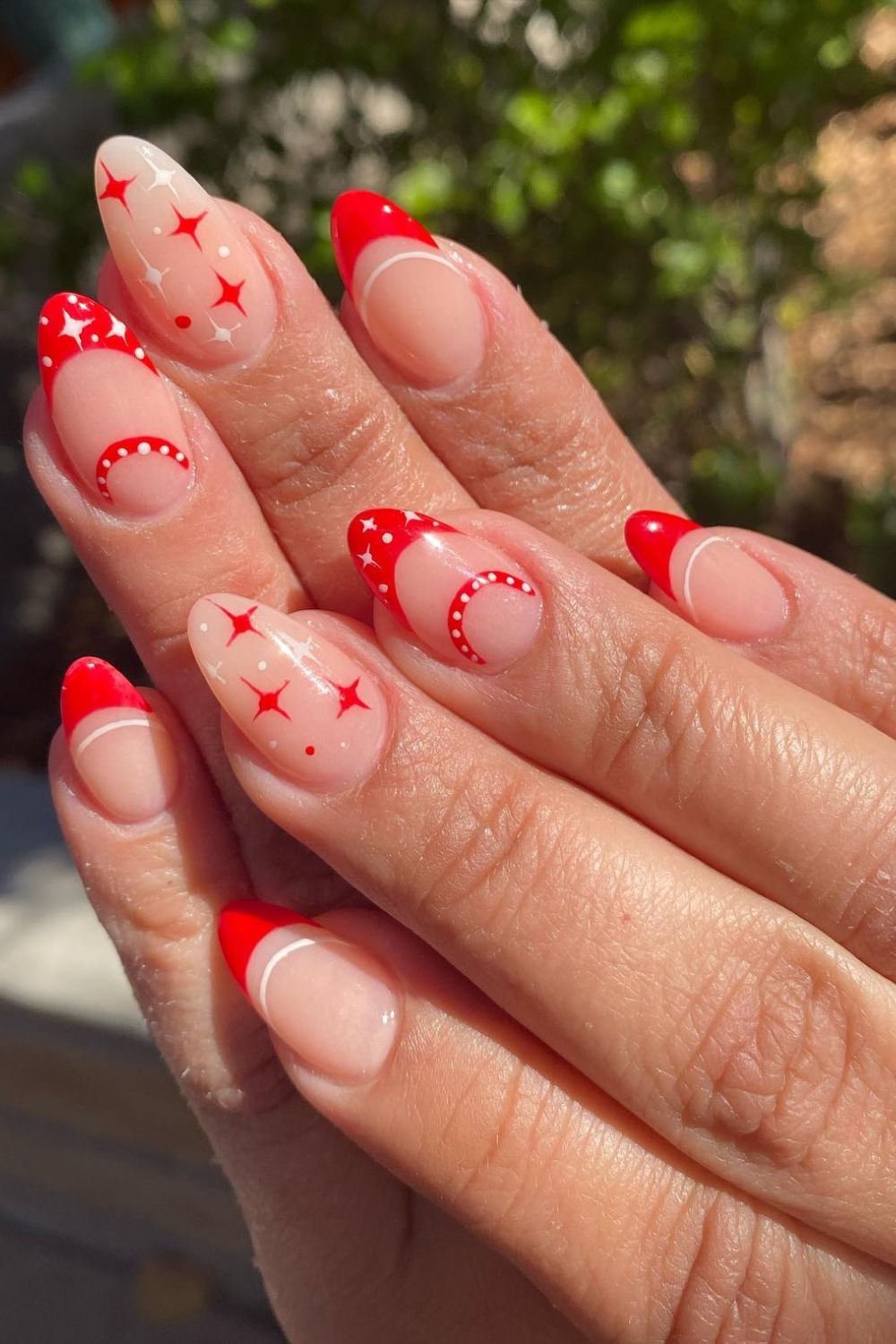 Red French Tips with Stars