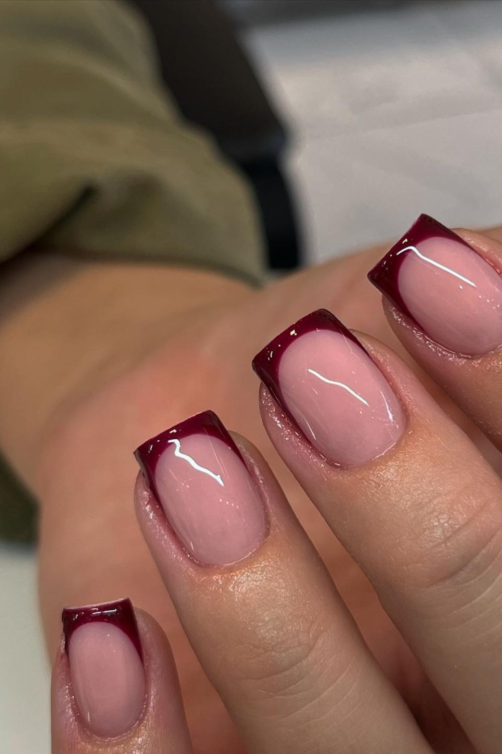 Wine Red French Tips