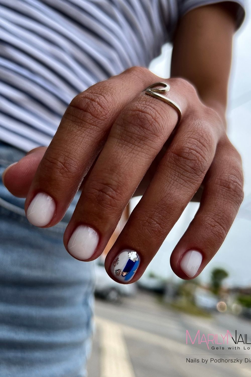 Classic White and Blue Accent