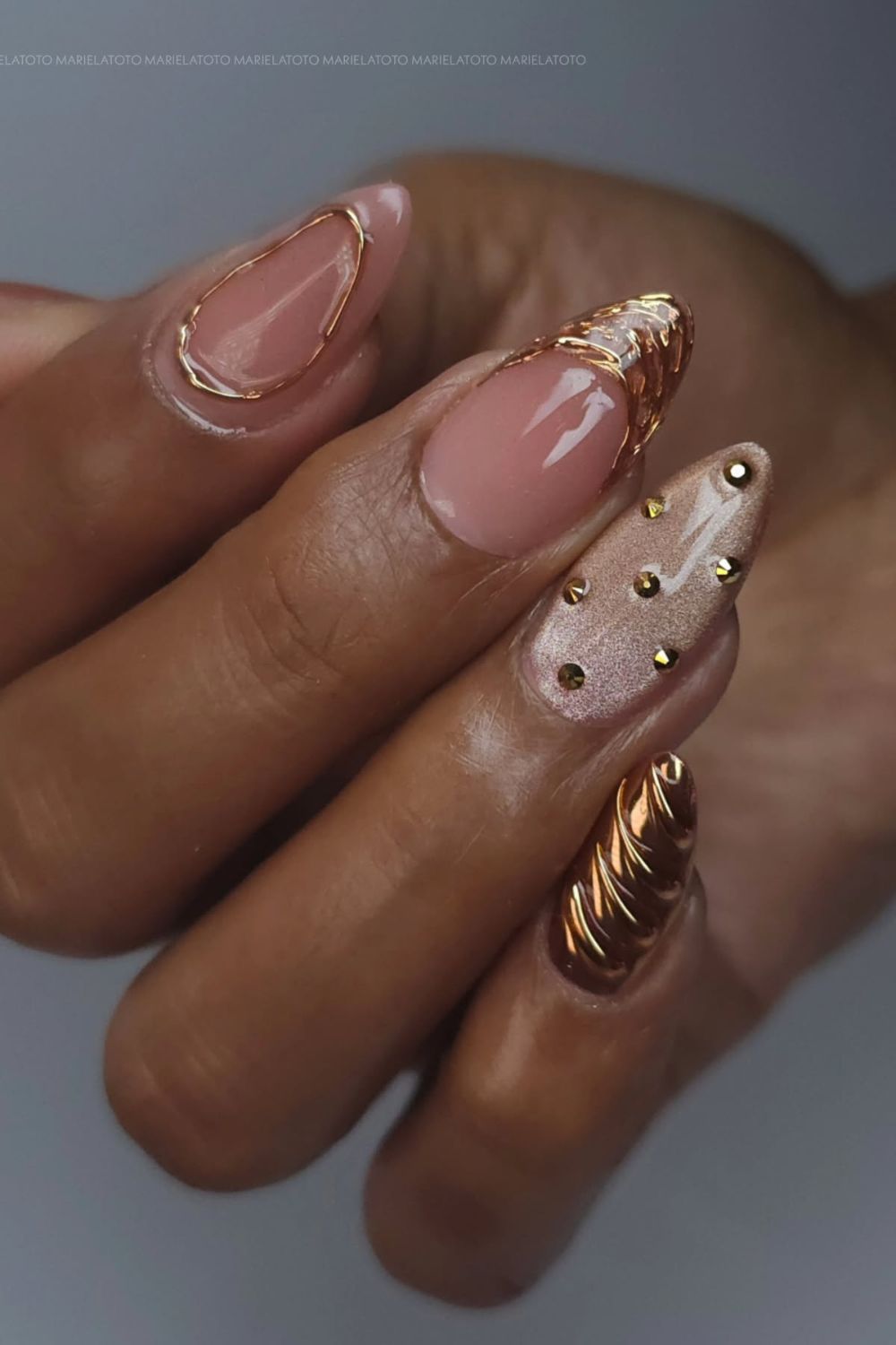 Gold Gem Nail Designs
