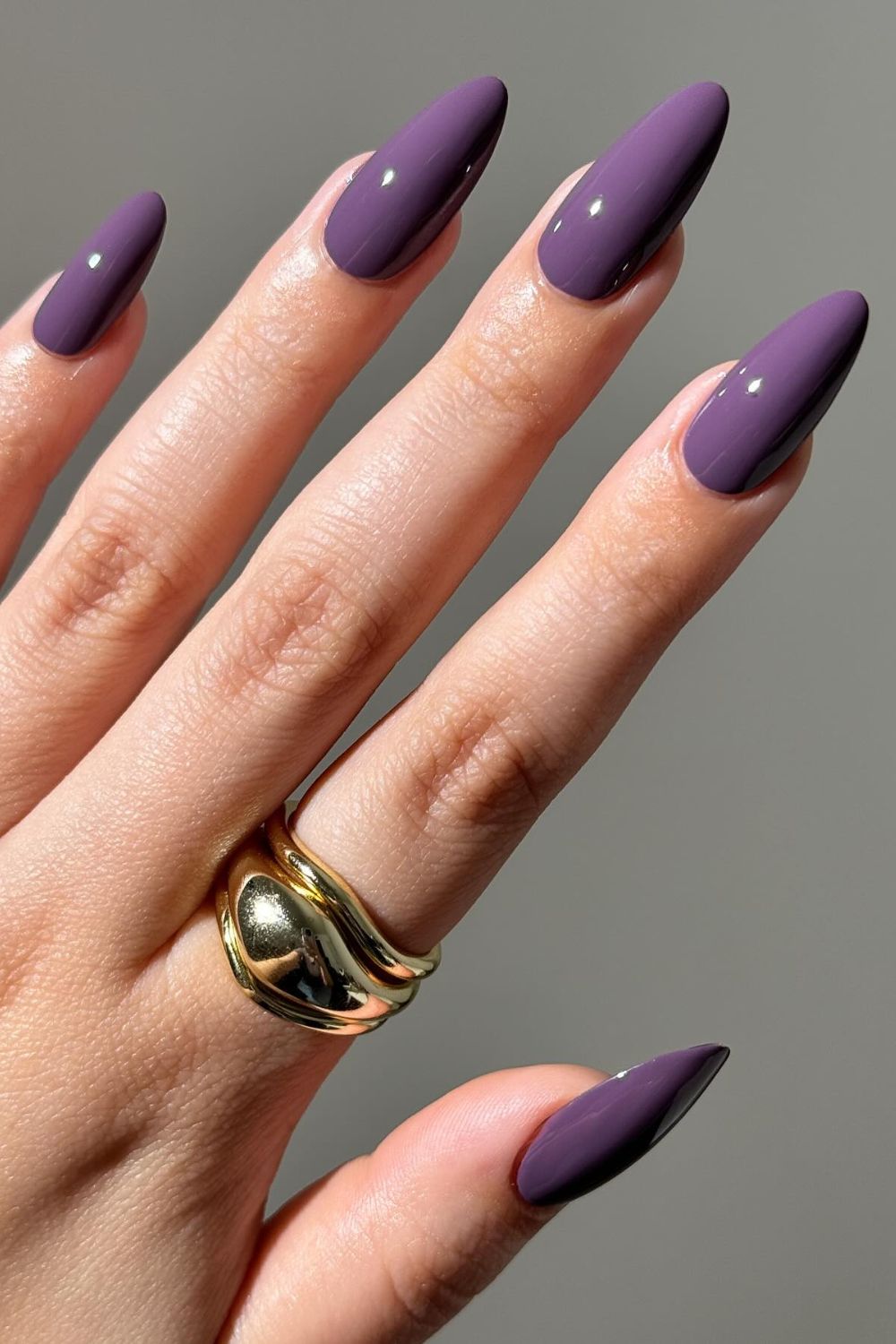 Matte Dark Purple Almond Nails