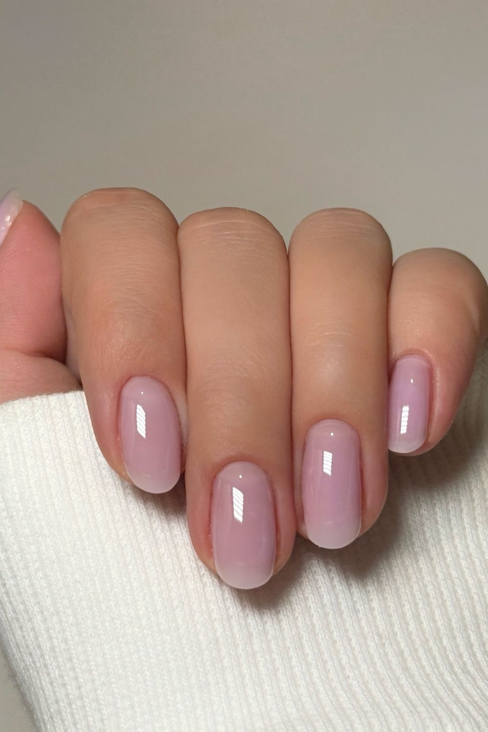 Glossy Milky Lavender Nails