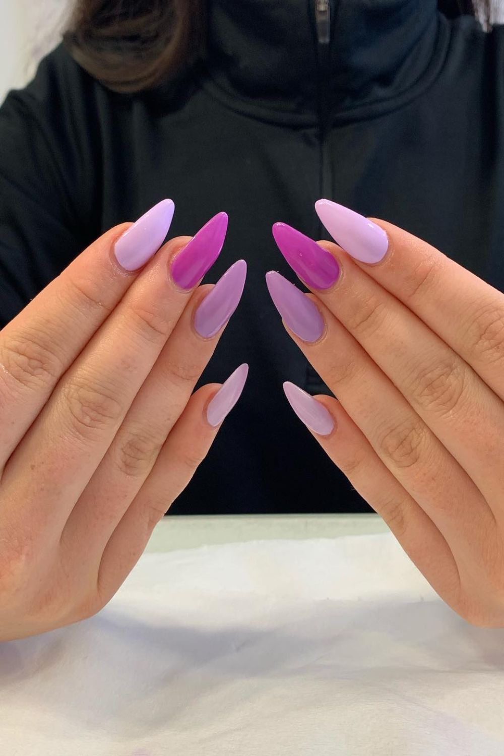 Two-Toned Purple Ombre Nails