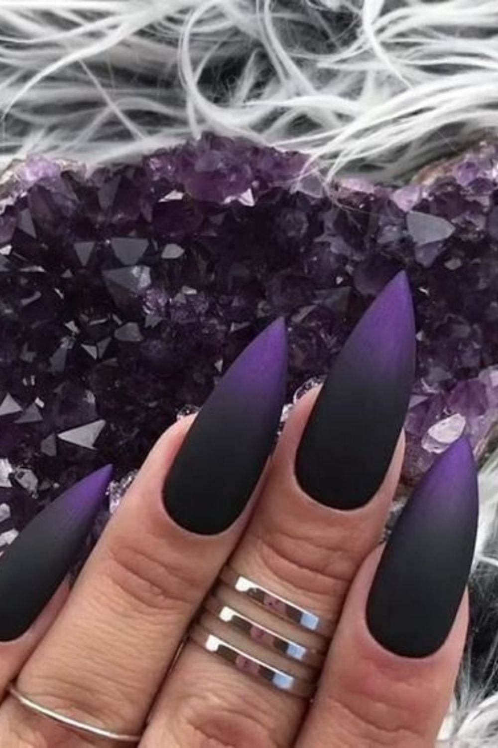 Black And Purple Ombre Nails