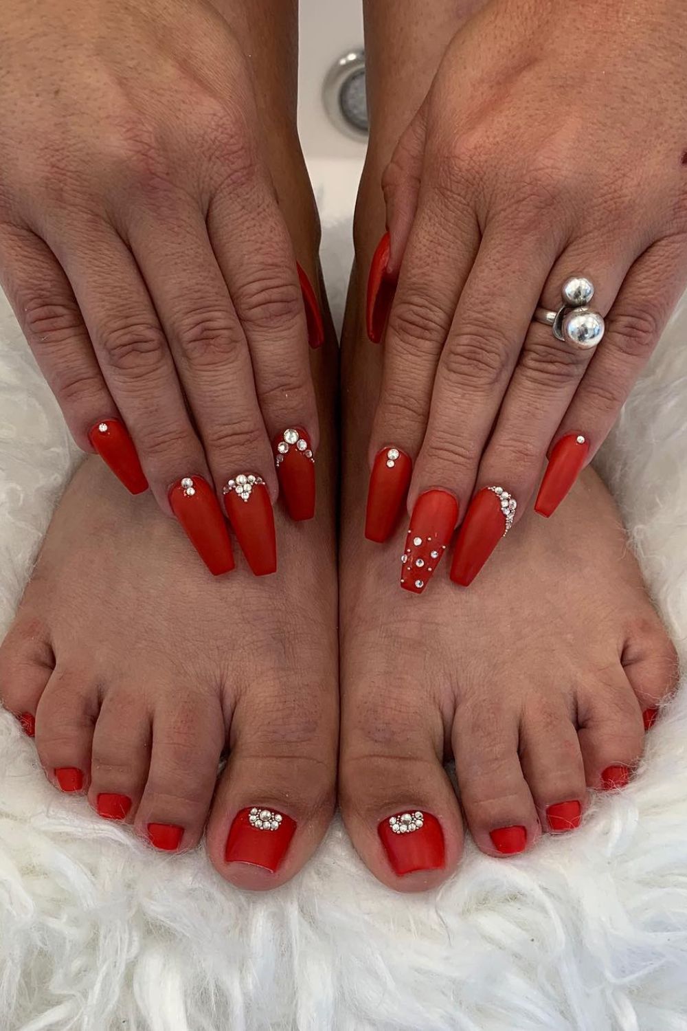 Red Matte And Rhinestones