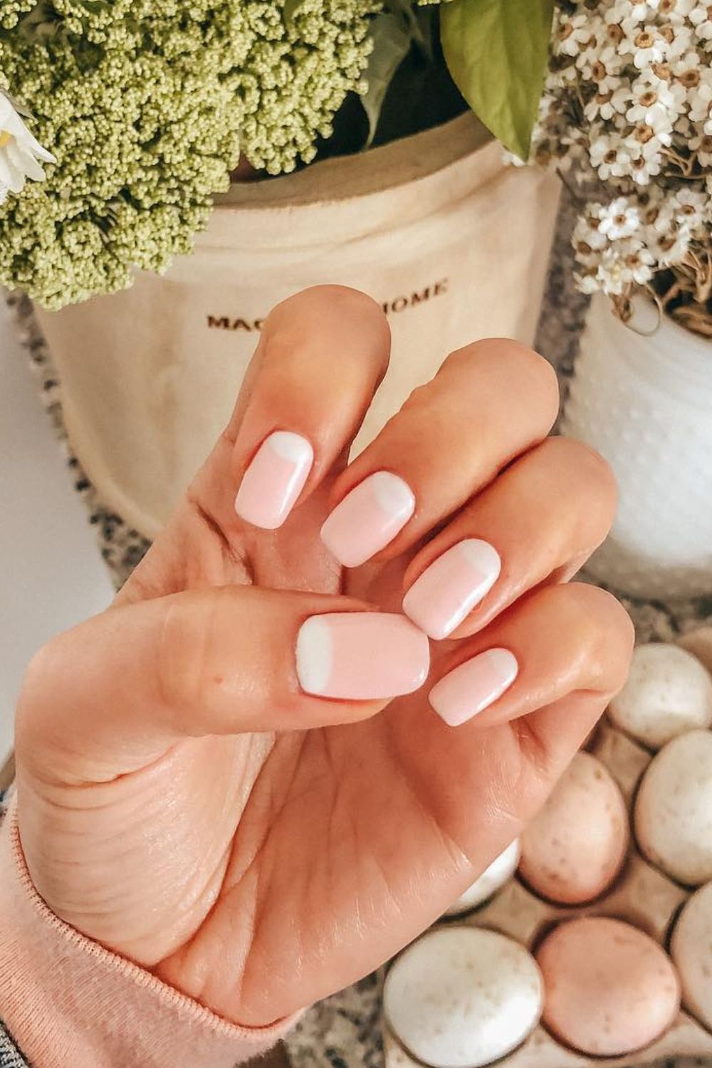 Pink and White French Tips