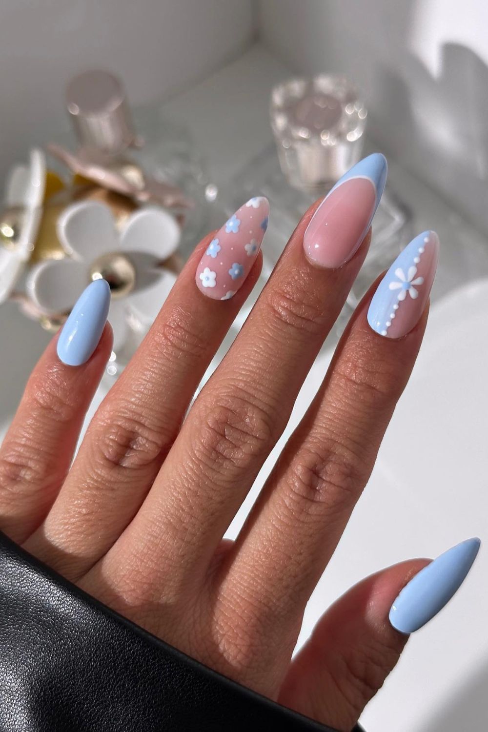 Light Blue Floral Details