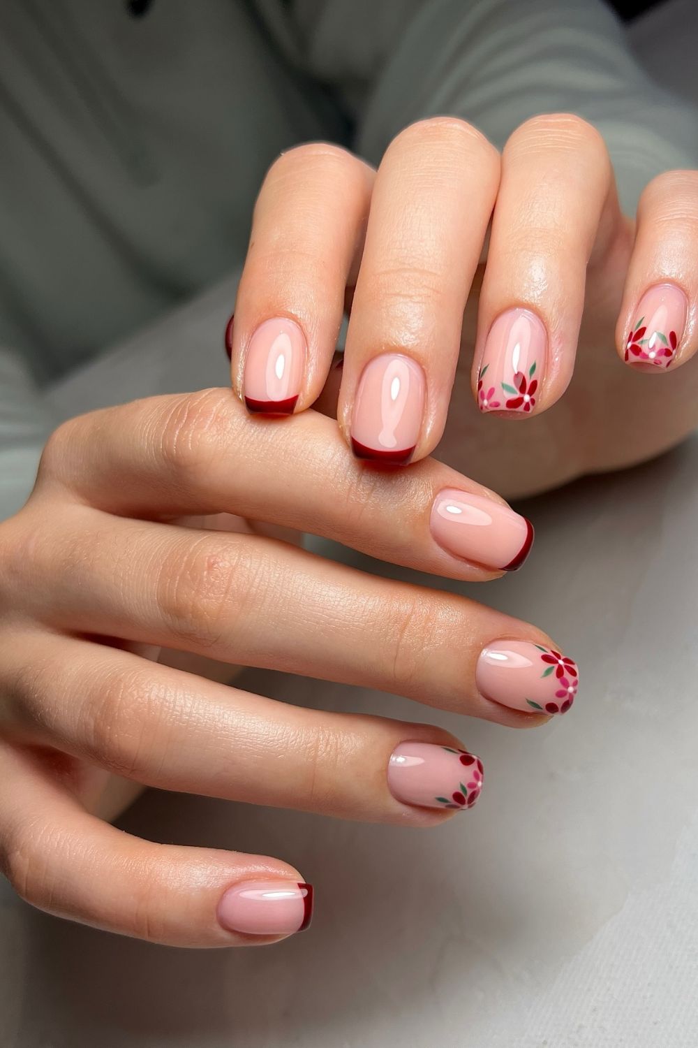 Deep Red French Tips