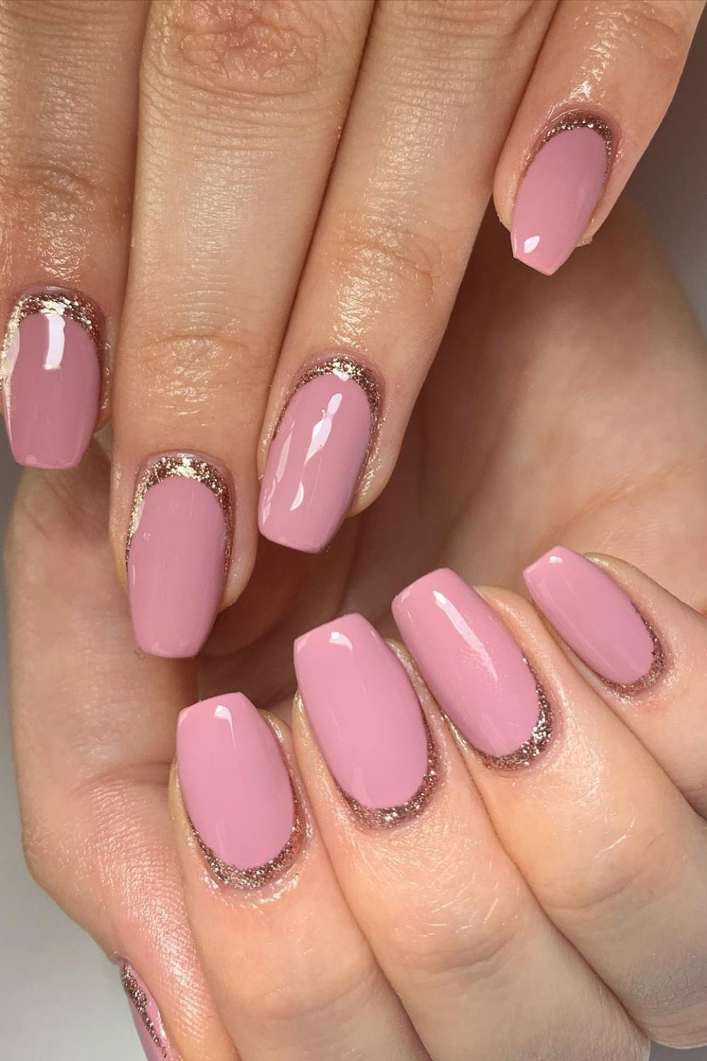 Pink And Glitter Cuticles