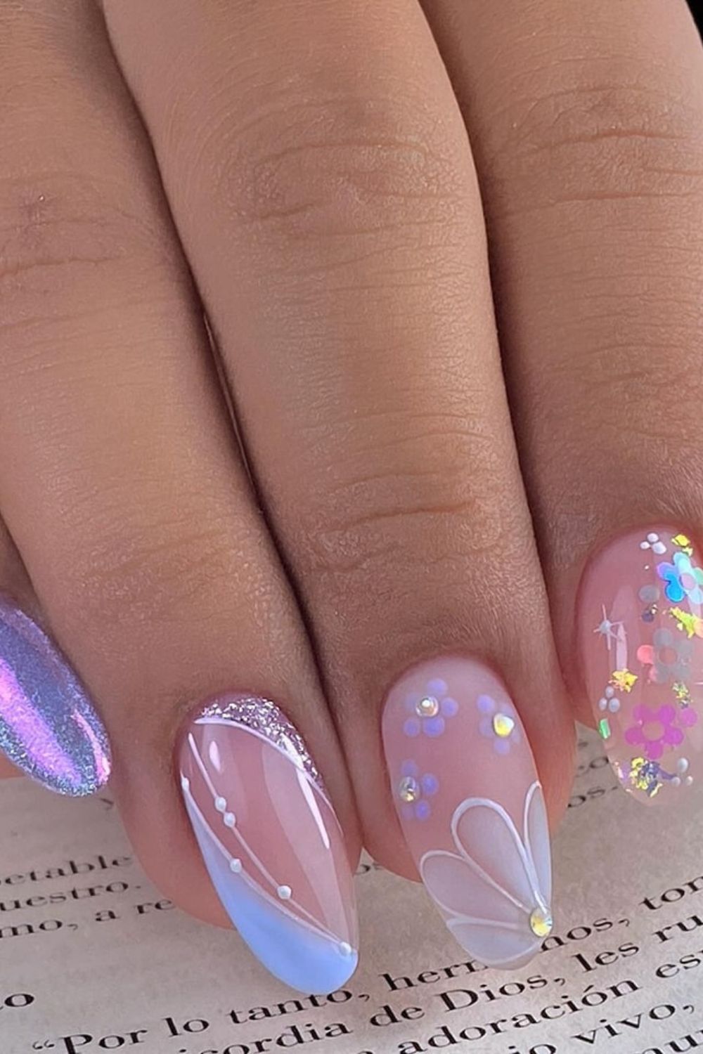Pastel Floral And Glitter Blend