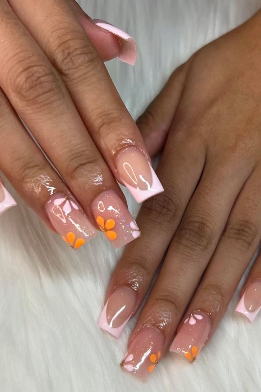 Square Nail Designs With Floral Accents