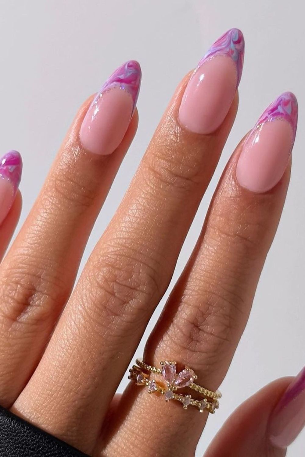 Purple Marble Almond Tips