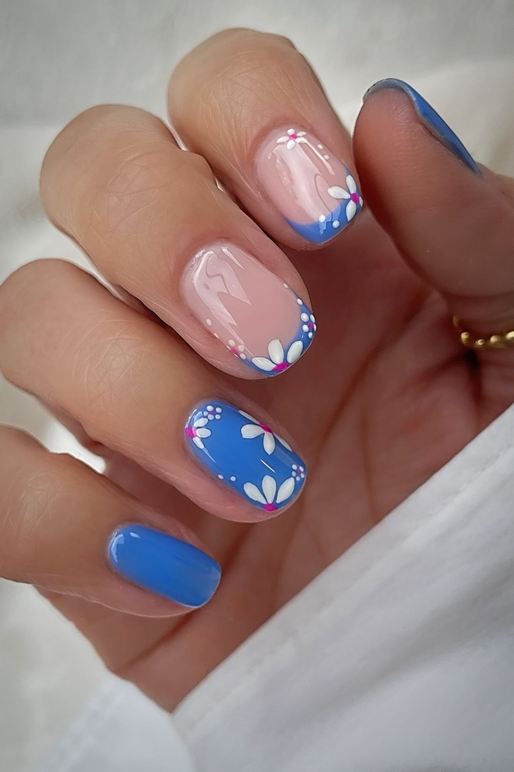 Blue Bloom French Tips