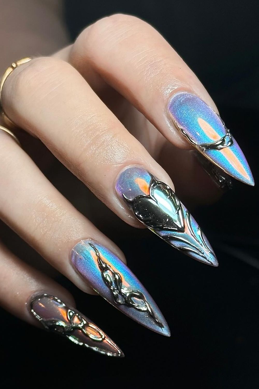 Iridescent Metal Hearts
