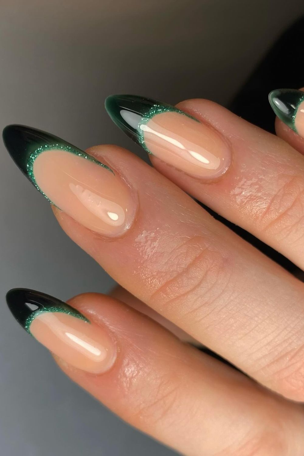 Deep Green French Tips