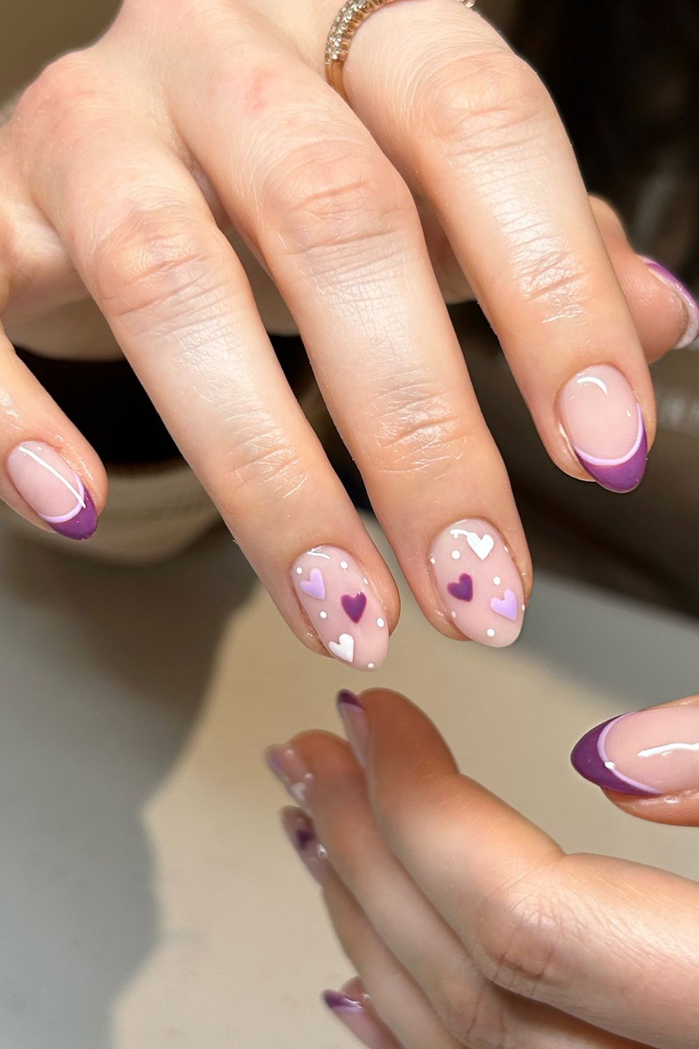 Purple French With Hearts