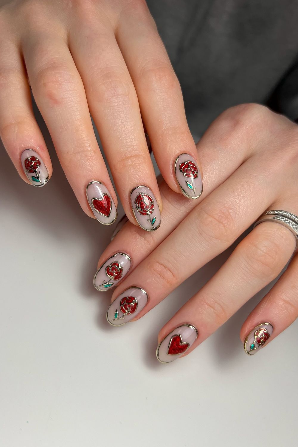 Metallic Rose Hearts