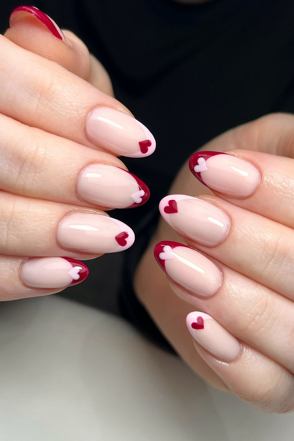 Burgundy French Hearts