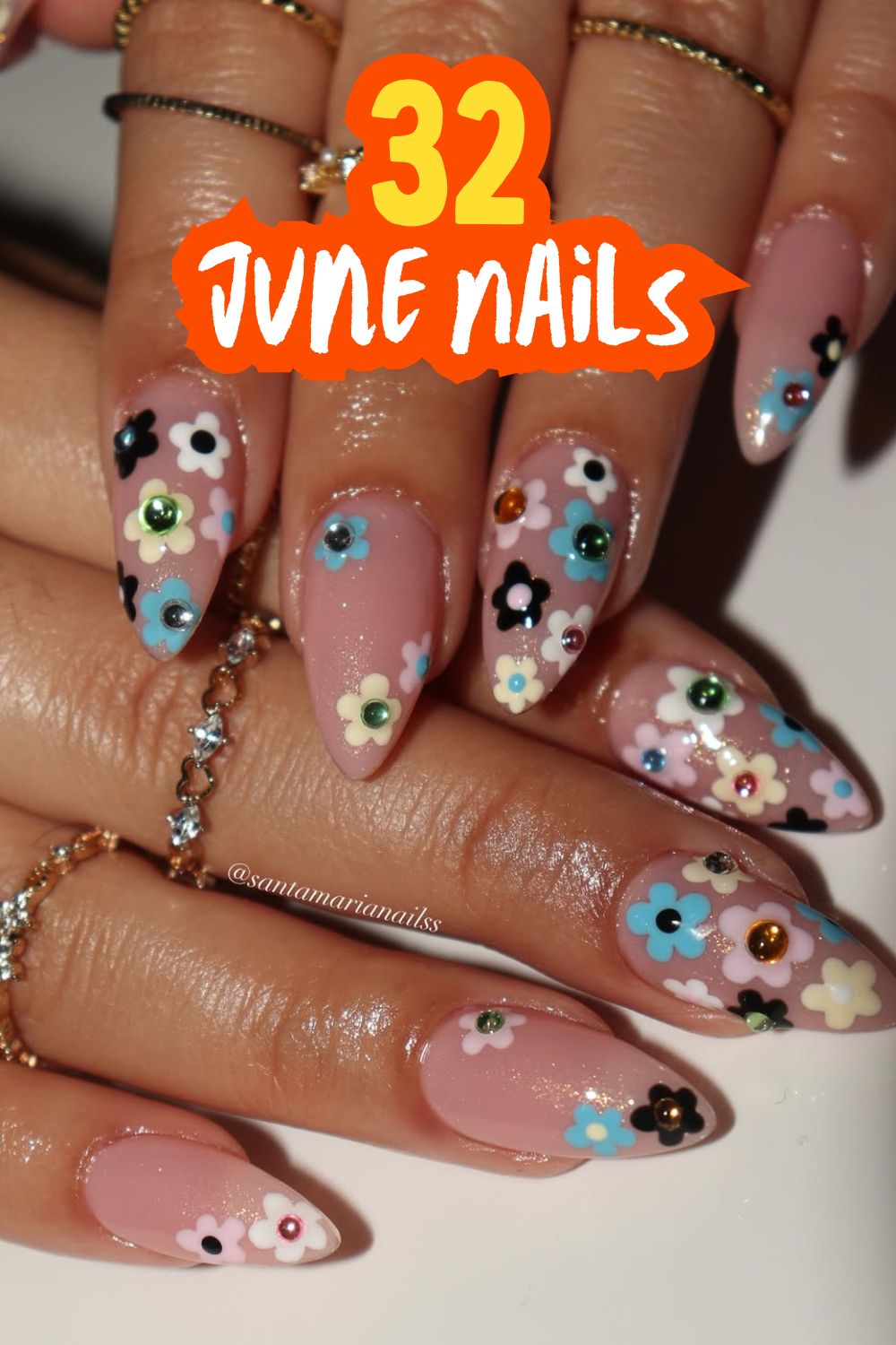 Daisy Charm Nails