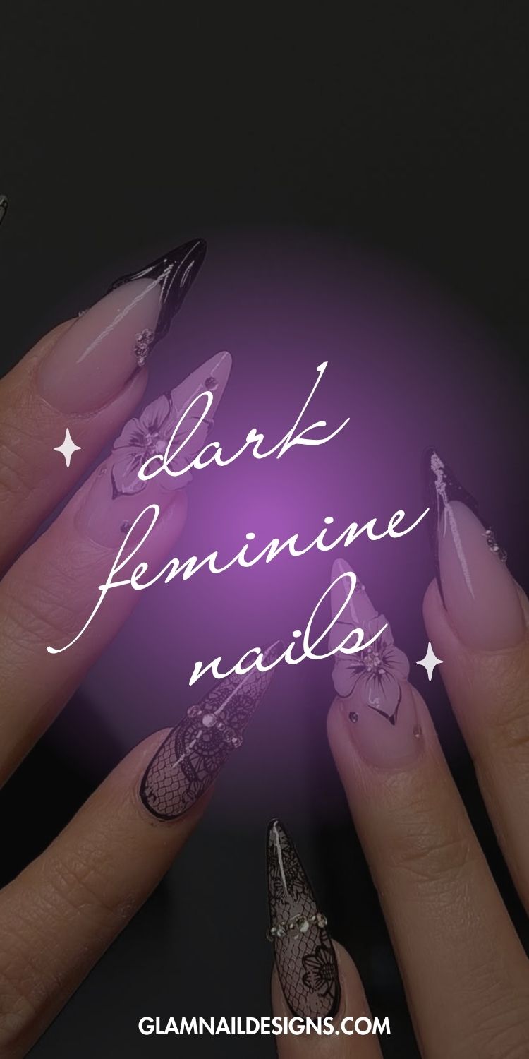 dark feminine nails_Pinterest Pin
